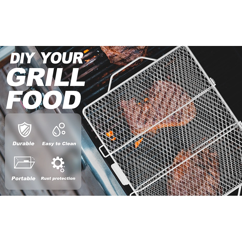 Portable Grill Basket Stainless Steel Barbecue Grilling Basket